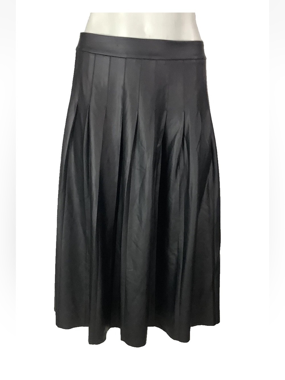 NWT Lane Bryant Sz 20 Faux Leather Pleat A-Line Casual Cocktail Skirt Black